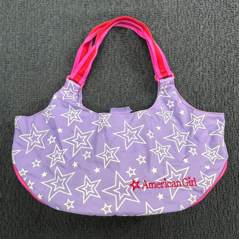 American Girl Two Dolls Tote Carrier Purple Star Print Pet Carrier Bag
